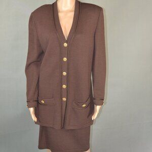 ST. JOHN COLLECTION BY MARIE GRAY BROWN AND GOLD SKIRT SET  SIZE 10 /14